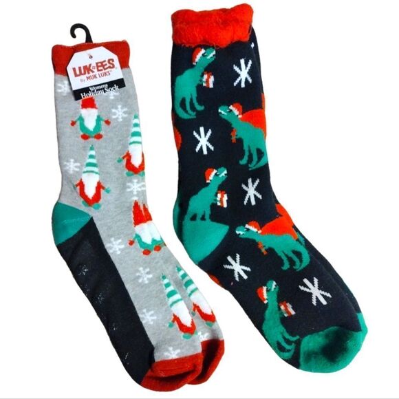 Hot Topic Dinosaurs and Muk Luks Gnomes Fleece Socks Bundle NEW - Picture 8 of 15